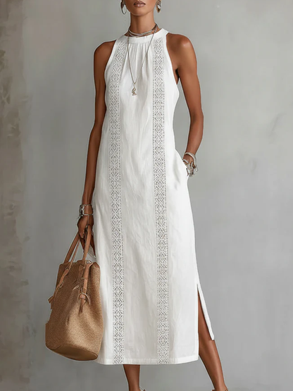 Jimena | Women's Midi Dress with Stylish Mao Collar