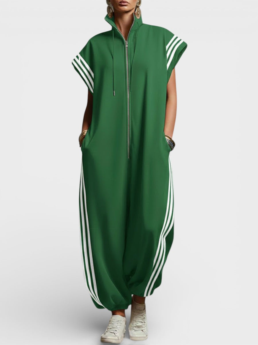 Valentina | Women's Zippered Neck Jumpsuit with Pockets