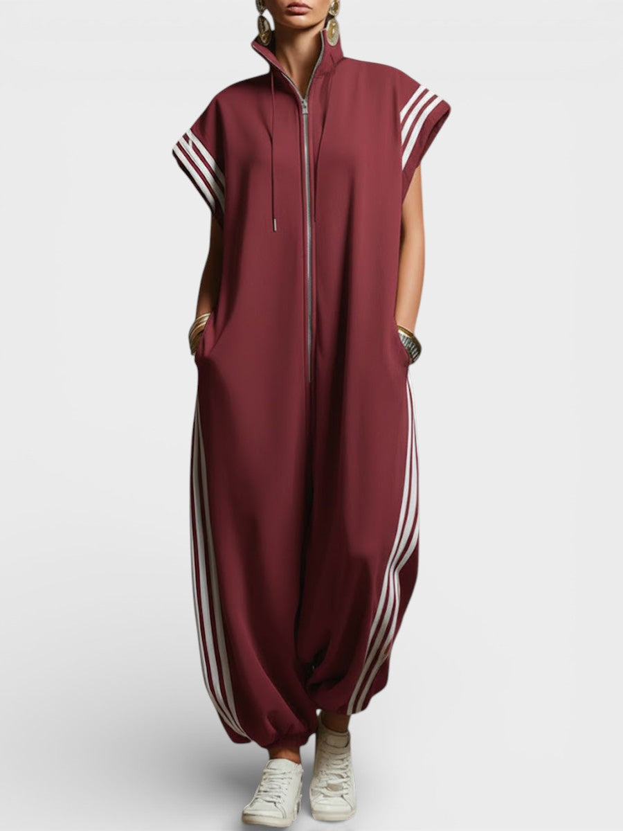 Valentina | Women's Zippered Neck Jumpsuit with Pockets