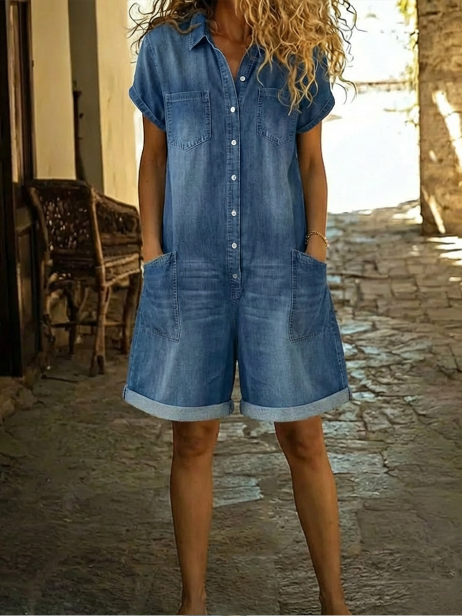Relaxed Casual Women's Short Jumpsuit with Pockets