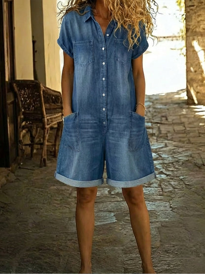 Relaxed Casual Women's Short Jumpsuit with Pockets