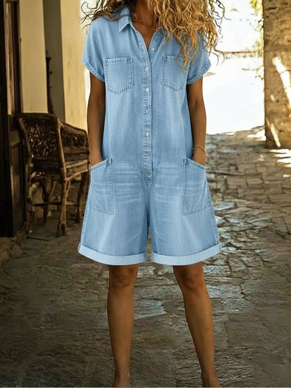 Relaxed Casual Women's Short Jumpsuit with Pockets