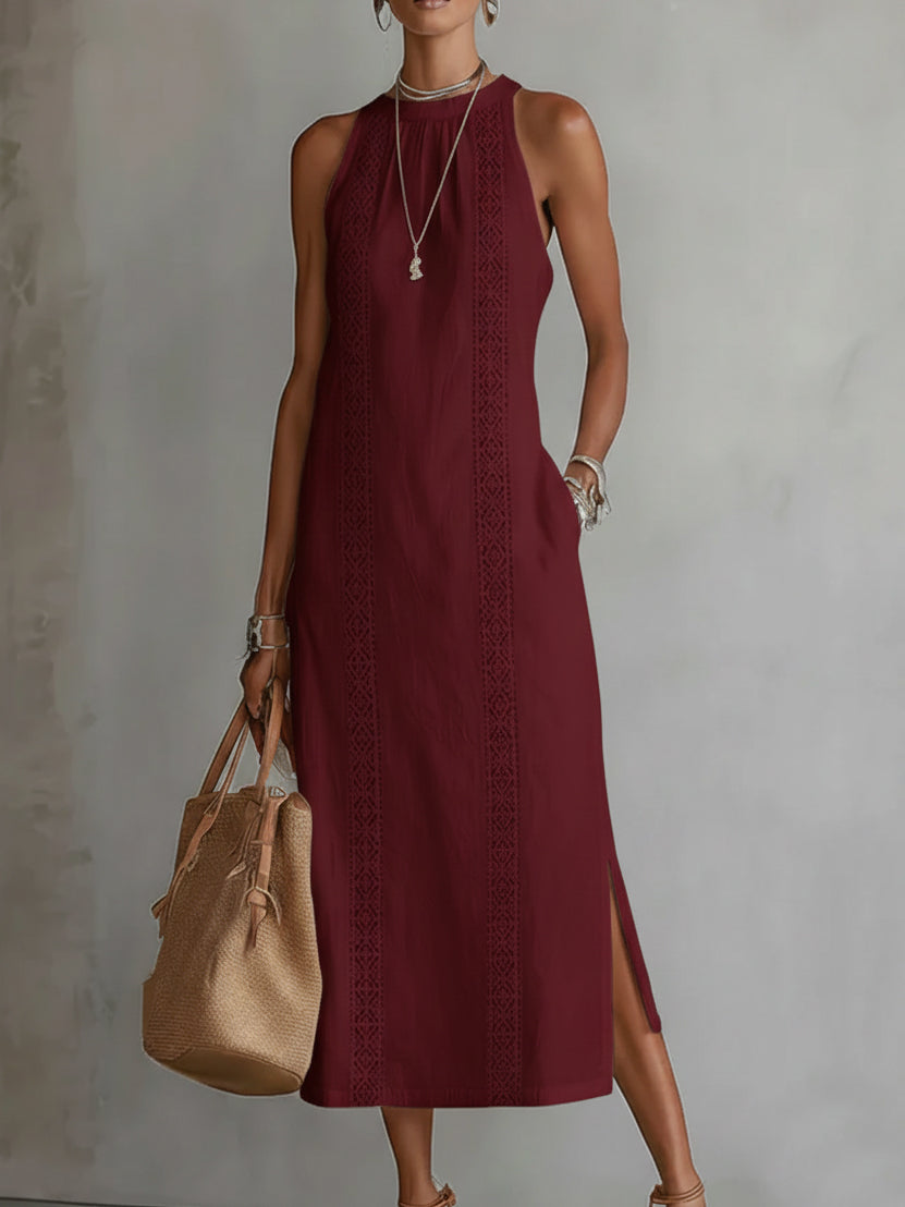 Jimena | Women's Midi Dress with Stylish Mao Collar