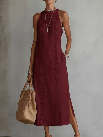 Jimena | Women's Midi Dress with Stylish Mao Collar