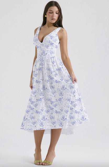 Aeliana | Women's Elegant Flattering Summer Midi Dress