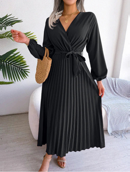 Naomi | Women's Pleated Midi Dress Festive