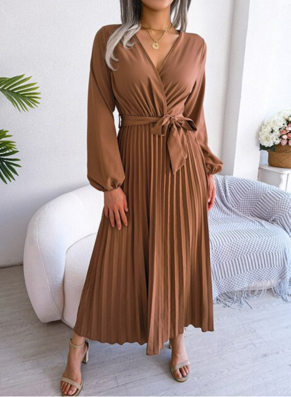 Naomi | Women's Pleated Midi Dress Festive