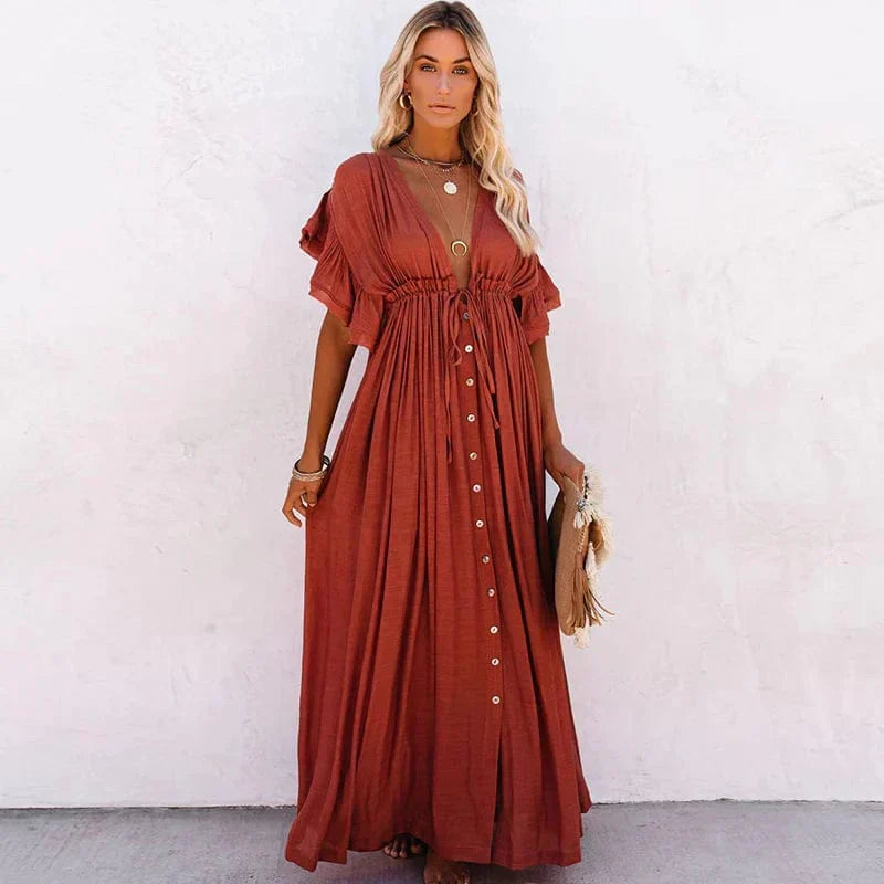 Julie | Women's Red Long Beach Maxi Dress