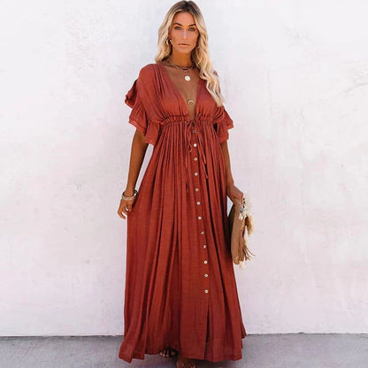 Julie | Women's Red Long Beach Maxi Dress