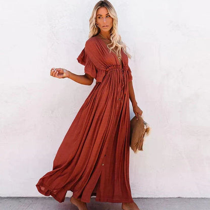 Julie | Women's Red Long Beach Maxi Dress