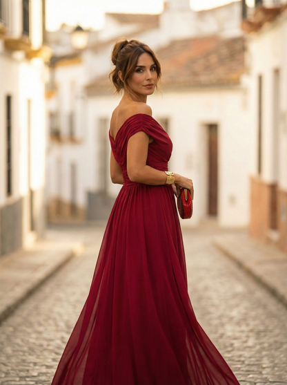 Leo | Women's Off-Shoulder Maxi Dress with V-Neck