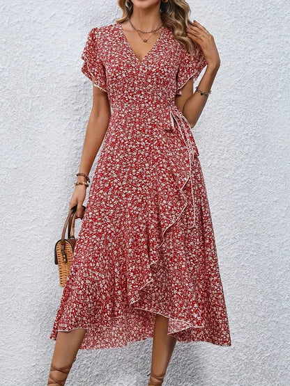 Marilou | Women's Spring Midi Dress with Ruffle Detail