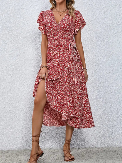 Marilou | Women's Spring Midi Dress with Ruffle Detail