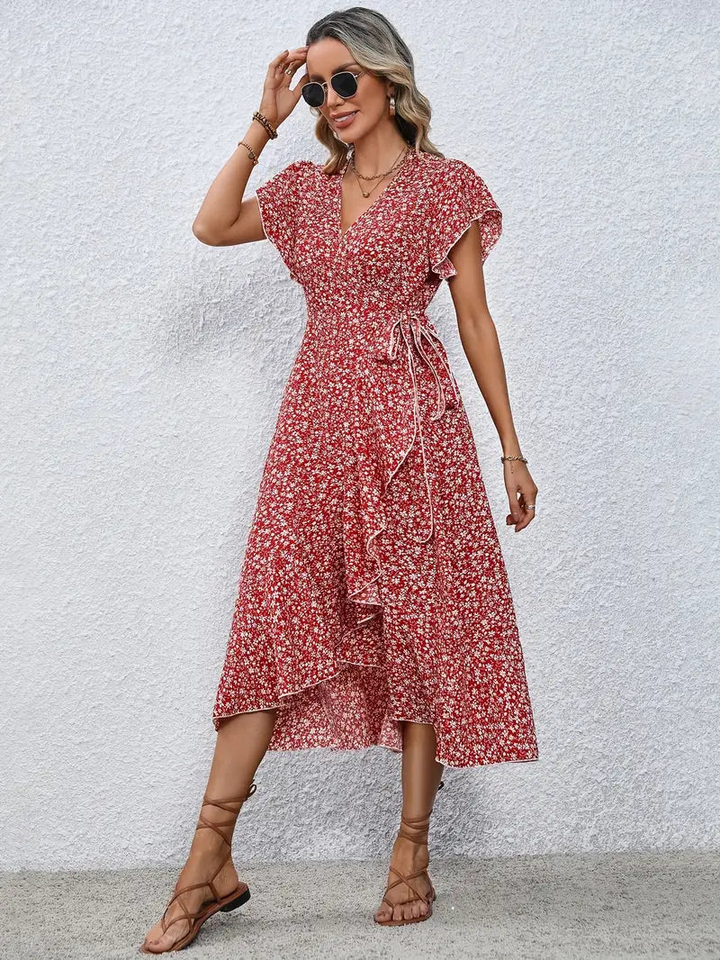 Marilou | Women's Spring Midi Dress with Ruffle Detail