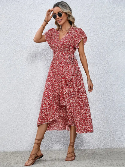 Marilou | Women's Spring Midi Dress with Ruffle Detail