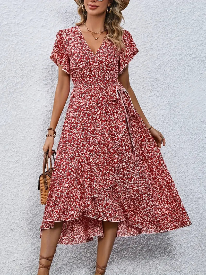 Marilou | Women's Spring Midi Dress with Ruffle Detail