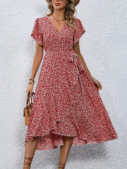 Marilou | Women's Spring Midi Dress with Ruffle Detail