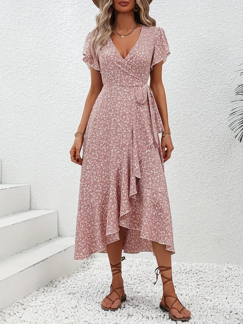 Marilou | Women's Spring Midi Dress with Ruffle Detail