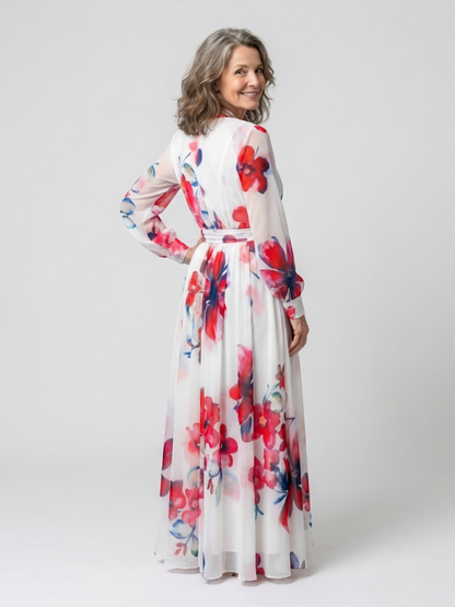 Lillian | Women's Floral Long Sleeve Wrap Maxi Dress