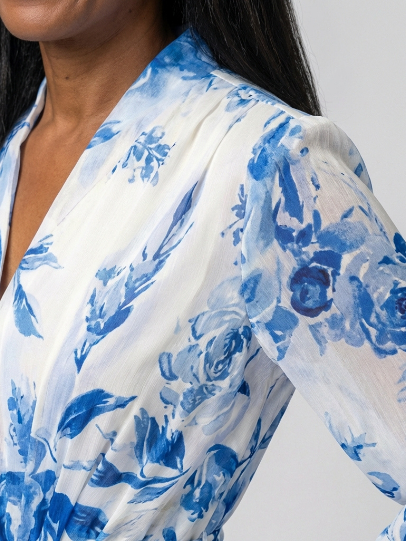 Lillian | Women's Floral Long Sleeve Wrap Maxi Dress