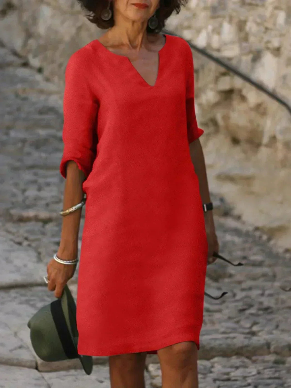 Josette | Women's Elegant Midi Dress with V-Neck