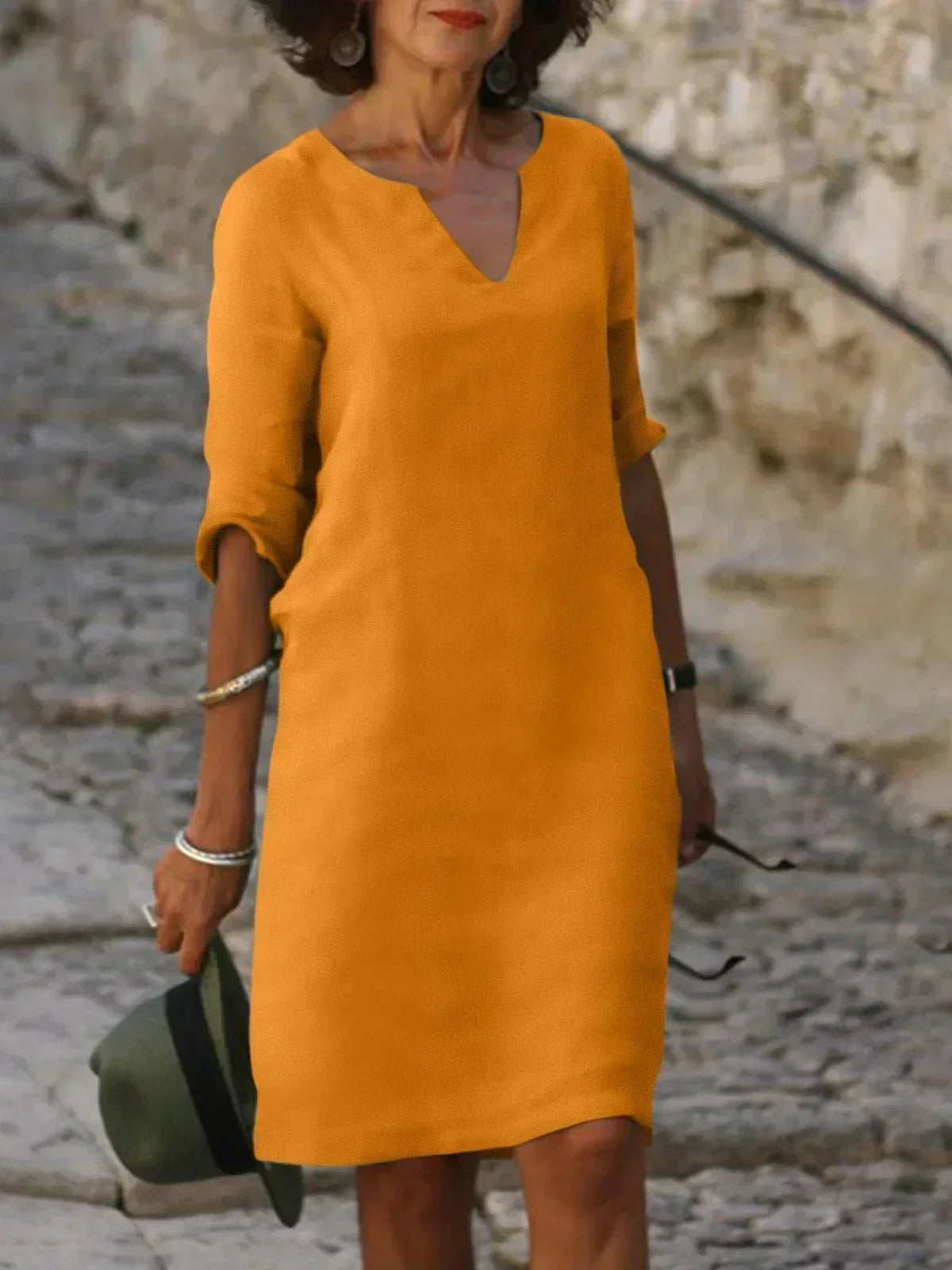 Josette | Women's Elegant Midi Dress with V-Neck