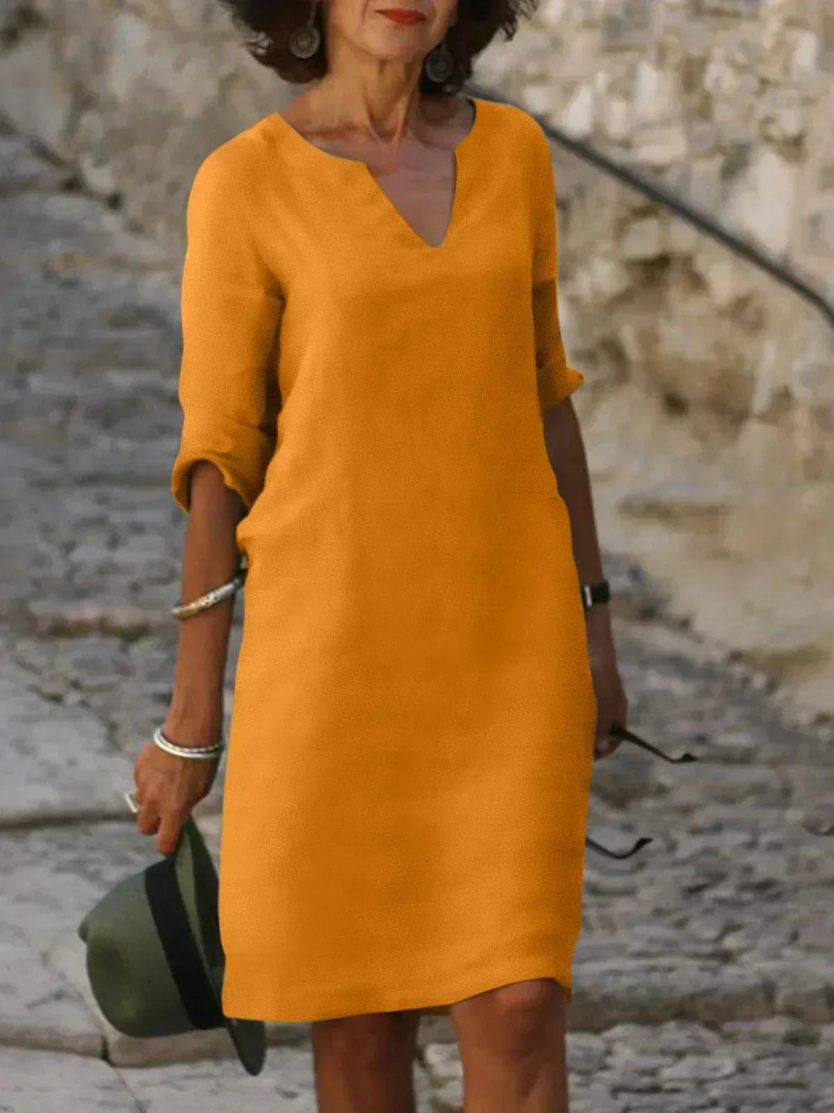 Maria | Women's Elegant Midi Dress with V-Neck