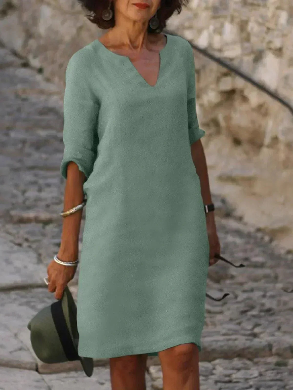 Maria | Women's Elegant Midi Dress with V-Neck