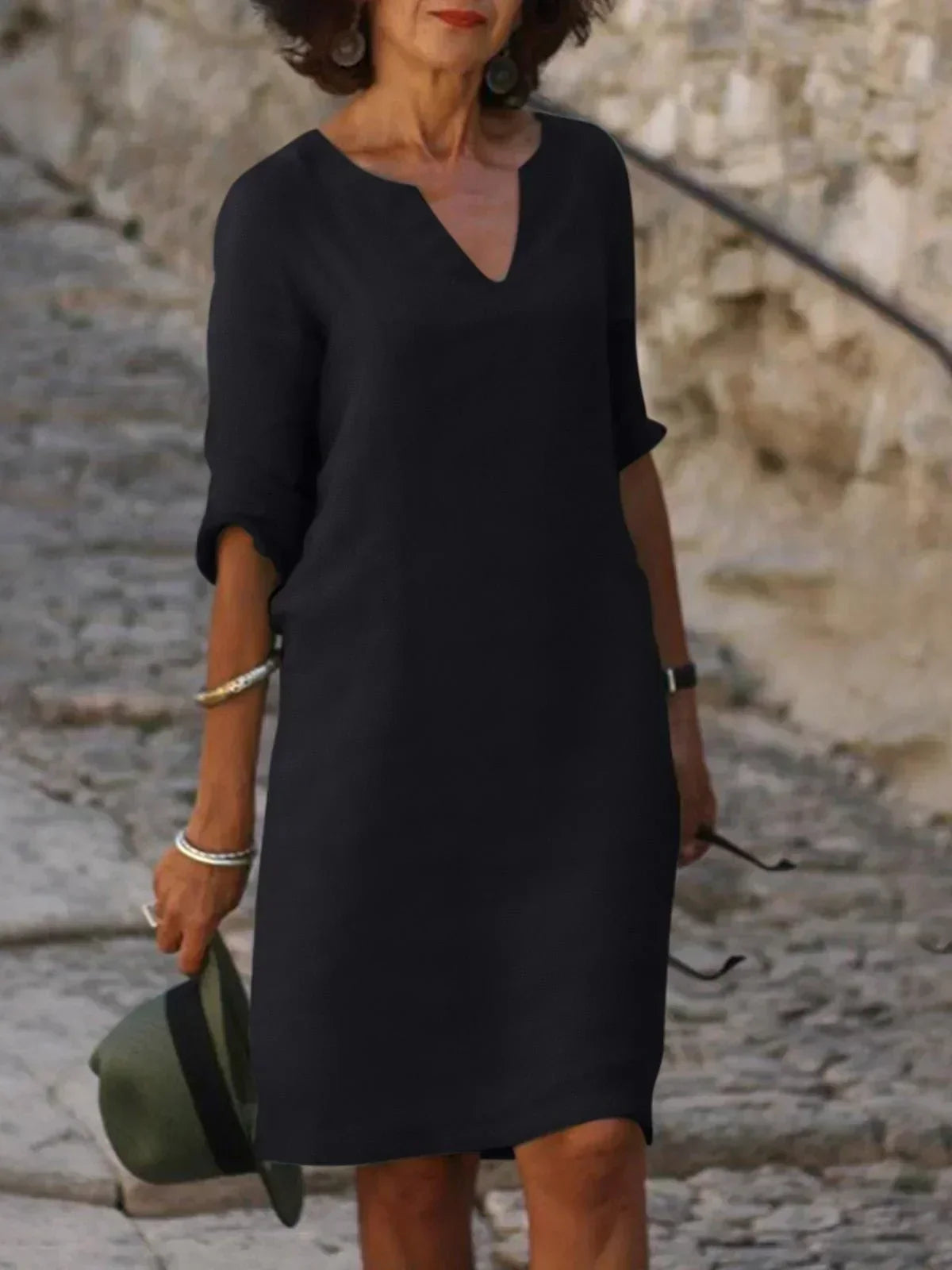 Josette | Women's Elegant Midi Dress with V-Neck