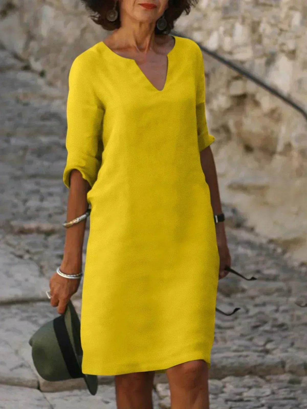 Josette | Women's Elegant Midi Dress with V-Neck