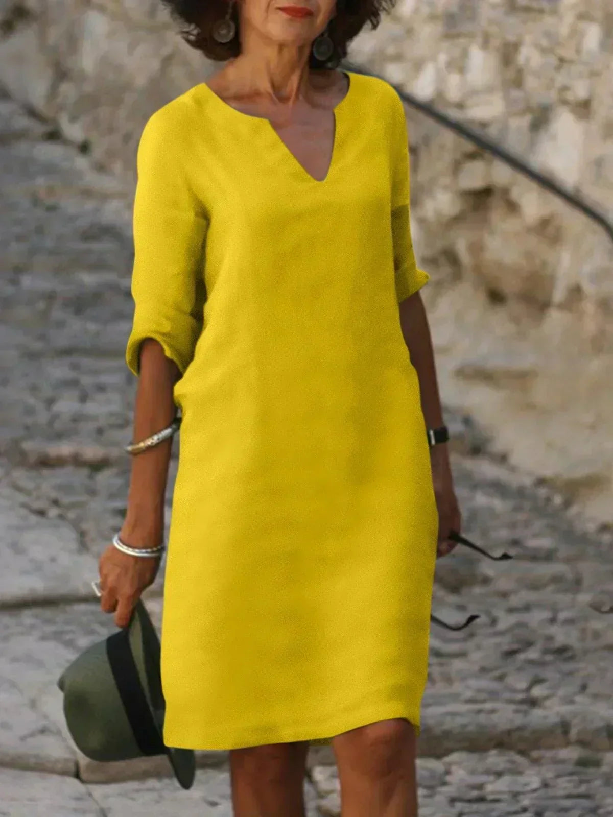 Maria | Women's Elegant Midi Dress with V-Neck