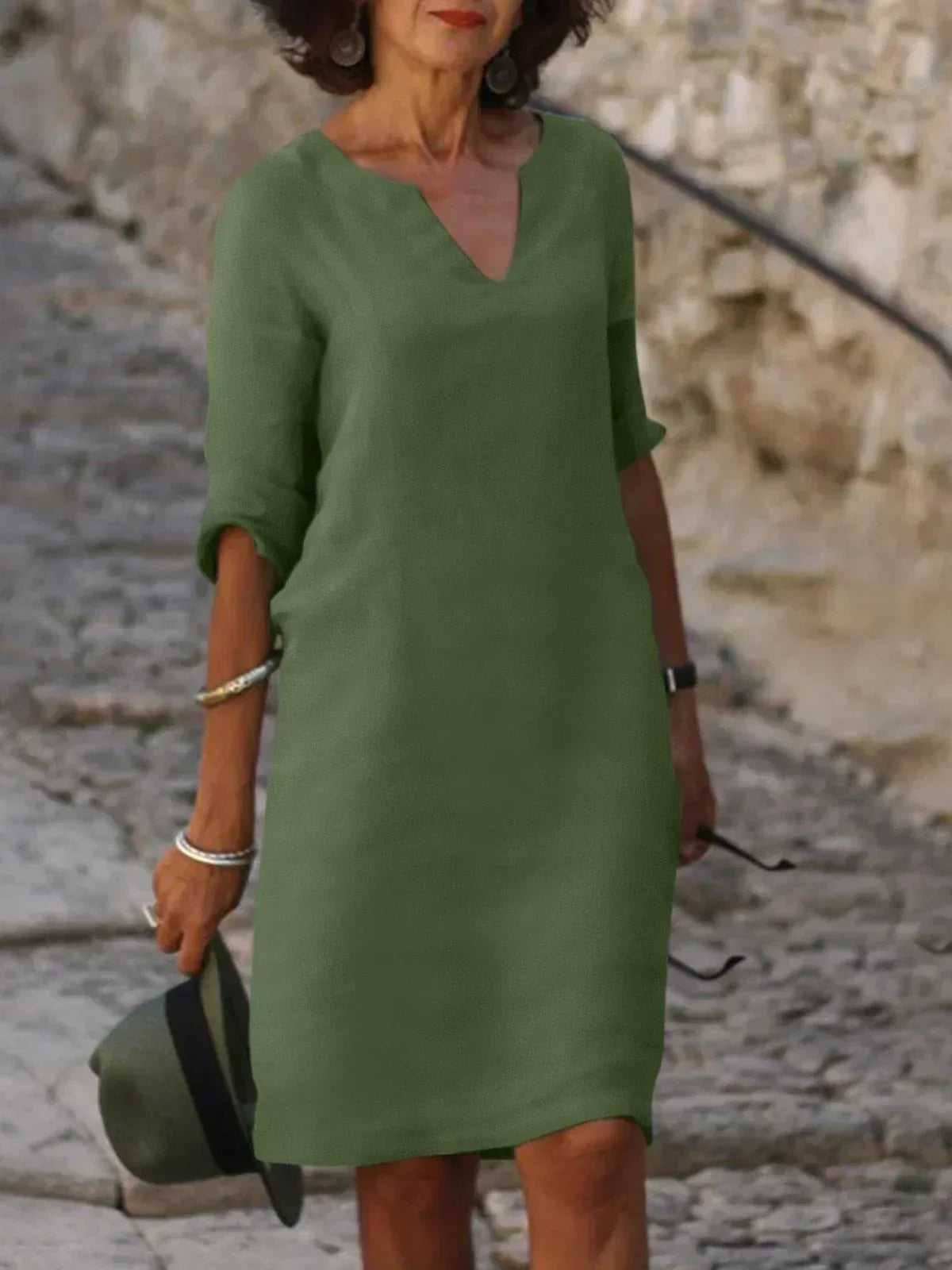 Josette | Women's Elegant Midi Dress with V-Neck