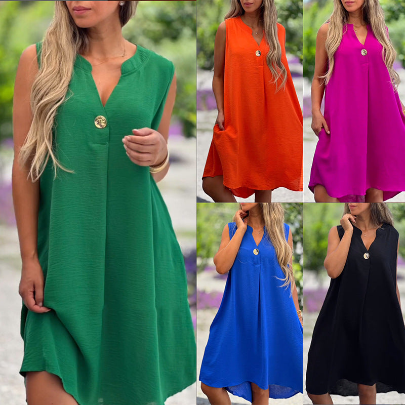 Elsie | Women's Sleeveless V-neck Midi Dress