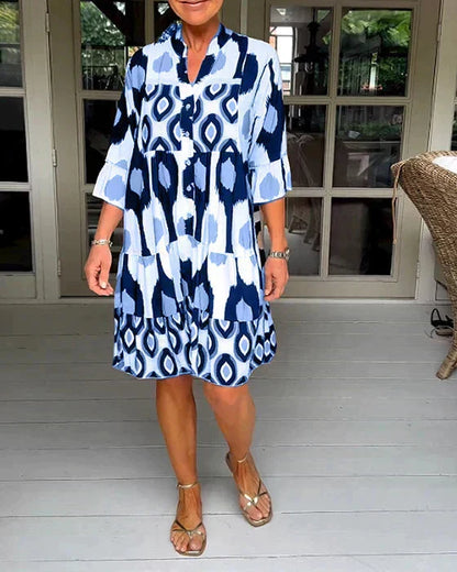 Women's Chic Pleated Mini Dress with V-Neck