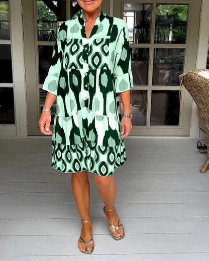Women's Chic Pleated Mini Dress with V-Neck