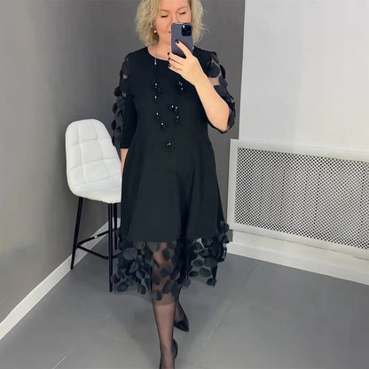 Demi | Women's Flared Midi Dress with Polka Dot Decor