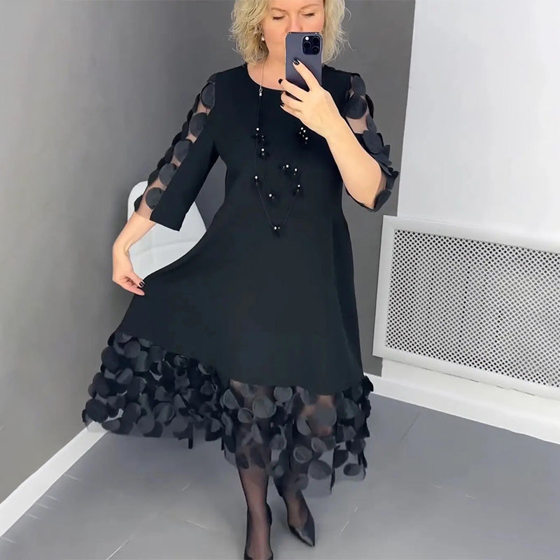 Demi | Women's Flared Midi Dress with Polka Dot Decor