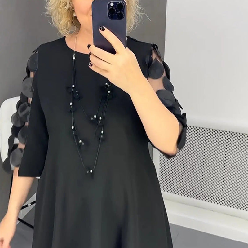 Demi | Women's Flared Midi Dress with Polka Dot Decor