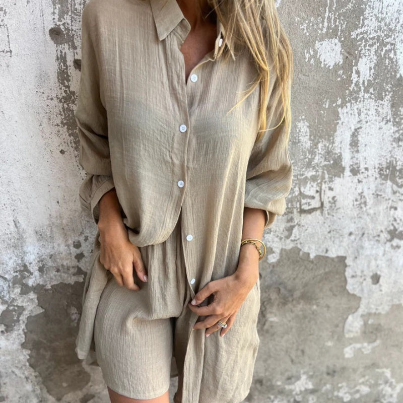 Lyrie | Women's Relaxed Polo Set with Long Sleeve