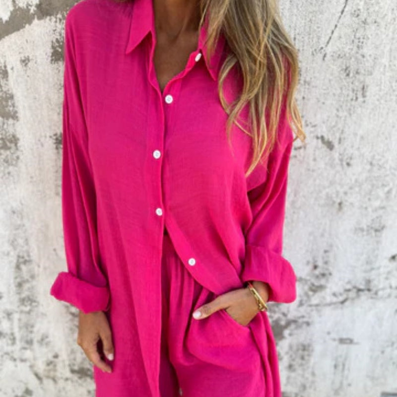 Lyrie | Women's Relaxed Polo Set with Long Sleeve