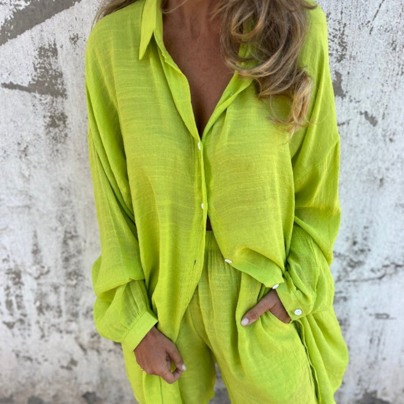 Lyrie | Women's Relaxed Polo Set with Long Sleeve