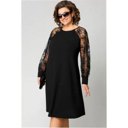 Elara | Women's Elegant Dress with Round Neck and Long Sleeve