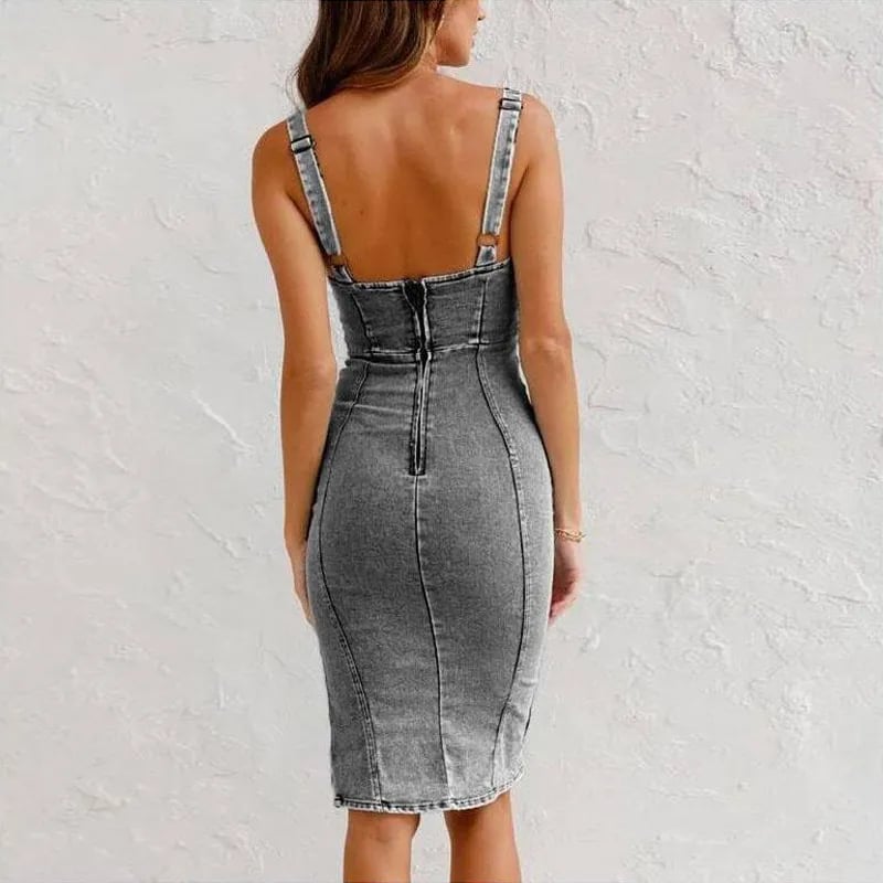 Mona | Women's Denim Camisole Midi Dress