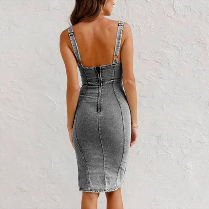 Mona | Women's Denim Camisole Midi Dress