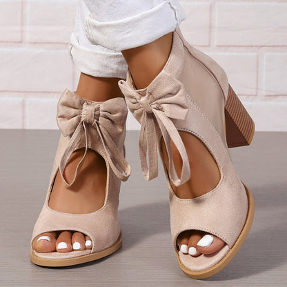 Isabel | Women's Cushioned Open-Toe Stylish Orthopedic Heels With Bow Charm