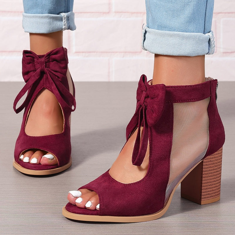 Isabel | Women's Cushioned Open-Toe Stylish Orthopedic Heels With Bow Charm
