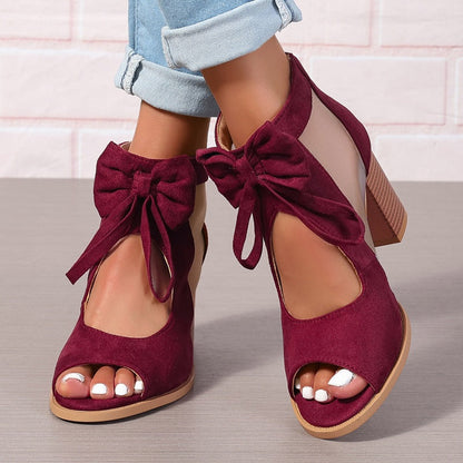 Isabel | Women's Cushioned Open-Toe Stylish Orthopedic Heels With Bow Charm