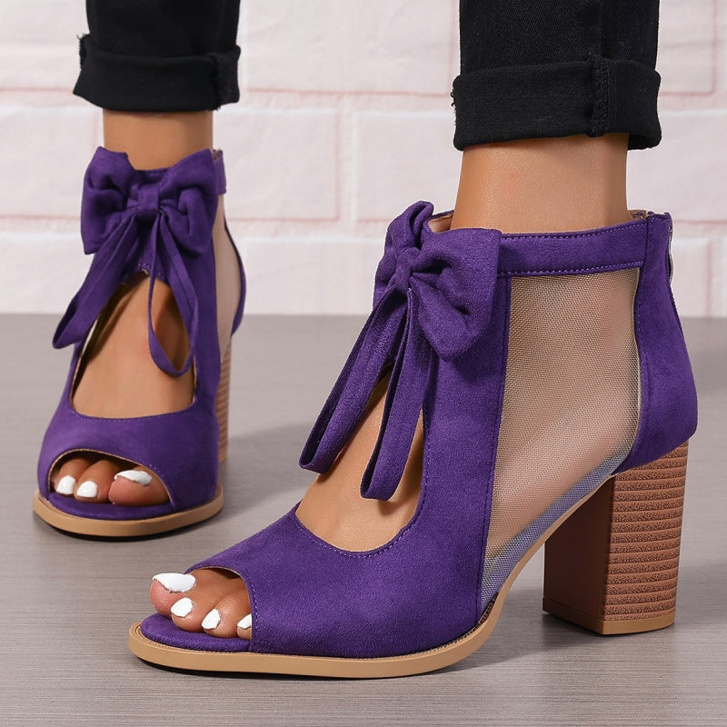 Isabel | Women's Cushioned Open-Toe Stylish Orthopedic Heels With Bow Charm