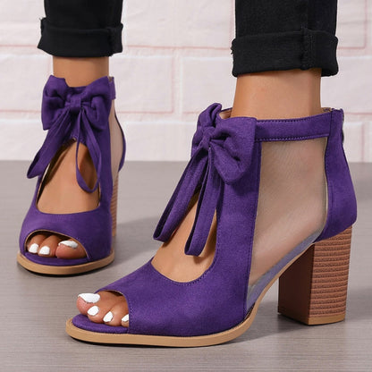 Isabel | Women's Cushioned Open-Toe Stylish Orthopedic Heels With Bow Charm