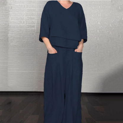 Noa | Women's Sleek Minimalist Two-Piece Ensemble with Pockets